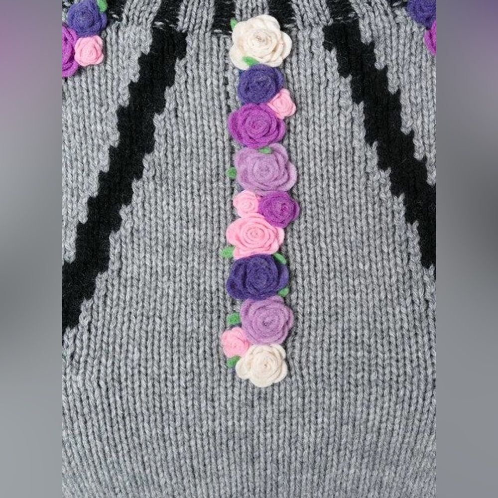 Olympia Le-Tan Cashmere Margot Embroidered Sweater in Grey Medium - Picture 6 of 15